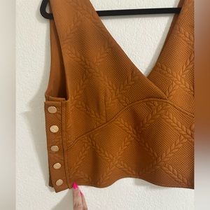 Anthropologie Maeve burnt Orange v-neck vest. Size XL with Gold buttons